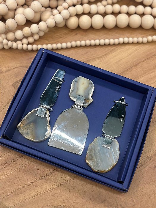 Conjunto 3 Facas Queijo Inox Ágata