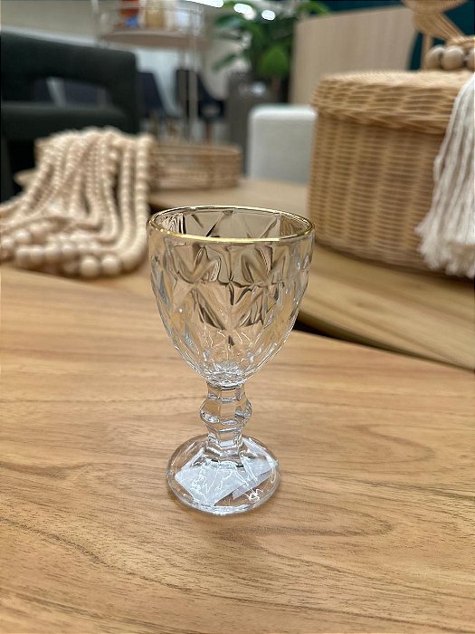 Taça Licor Vidro Fio Ouro Diamond 60ml
