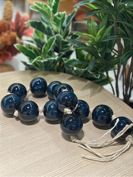 Enfeite Colar 12 Esferas Azul Royal