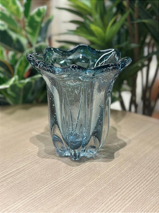 Vaso de Vidro Italy Azul 18x18