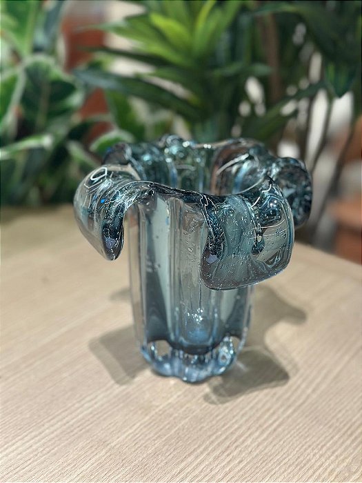 Vaso de Vidro Italy Azul 15x16