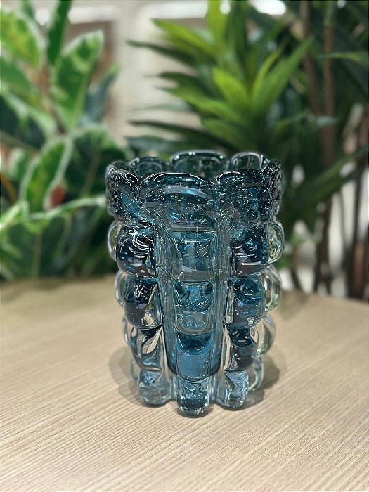 Vaso de Vidro Italy Azul 10x15