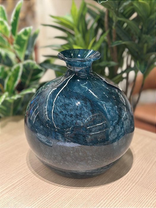 Vaso Decor Murano 21x23 Mescla Azul