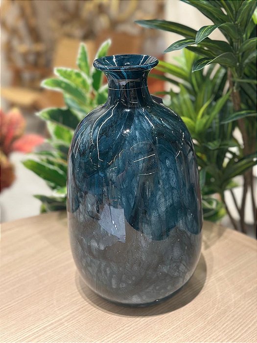 Vaso Decor Murano 18x33 Mescla Azul