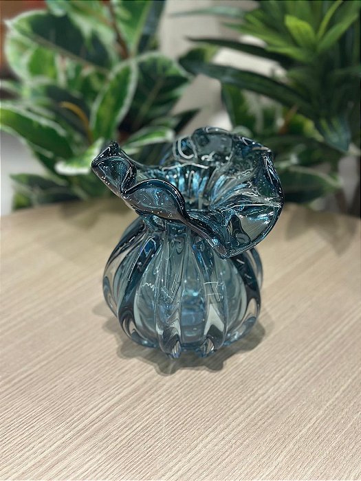 Vaso de Vidro Italy Azul 15x13
