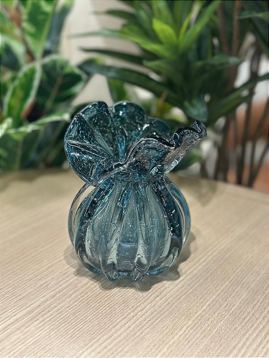 Vaso de Vidro Italy Azul 13x11
