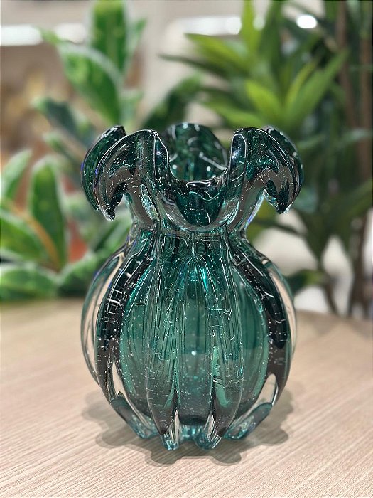 Vaso de Vidro Italy Verde Esmeralda
