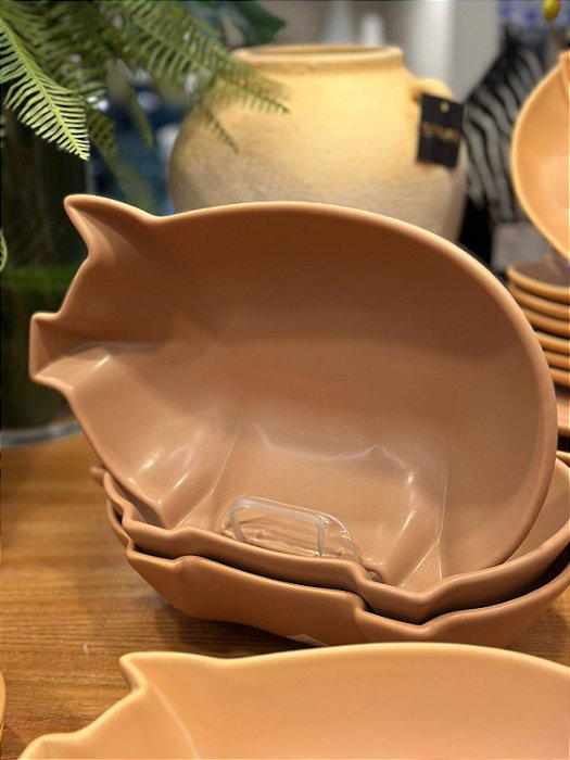 Tigela Media Pig Marrom