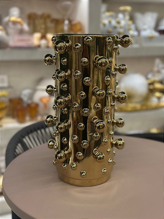 Vaso Decorativo Ceramica Balls Dourado