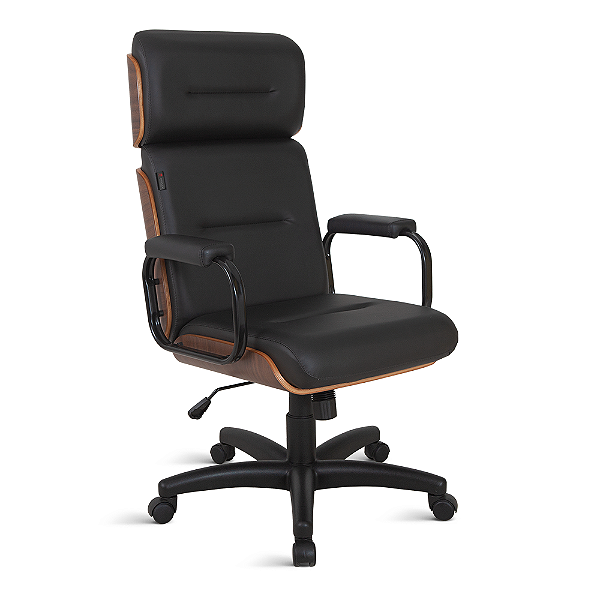 Cadeira Quebec Presidente, com bracos preto, base relax cor preta