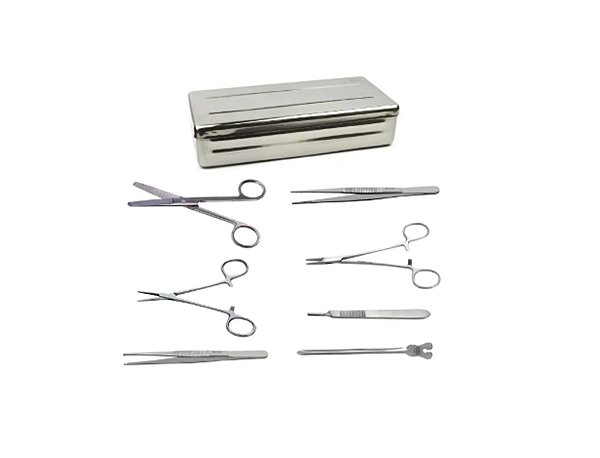KIT CIRÚRGICO PARA DISSECAÇÃO E SUTURA – 07 PEÇAS