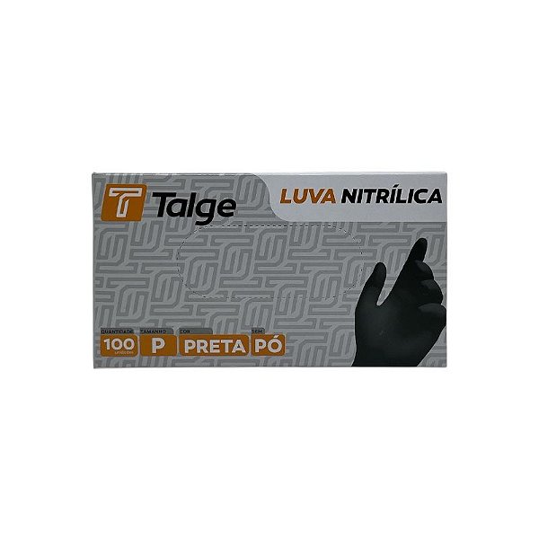 LUVA NITRÍLICA TALGE TAMANHO ( P ) S/ PÓ PRETA CAIXA C/ 100 UNID-