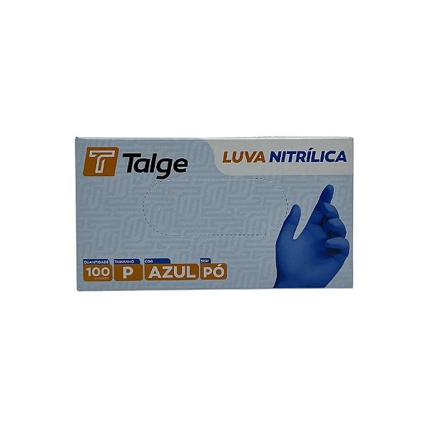 LUVA NITRÍLICA TALGE TAMANHO ( P ) S/ PÓ AZUL CAIXA C/ 100 UNID-