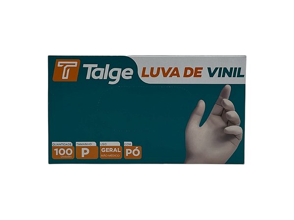 LUVA DE VINIL TALGE TAMANHO ( P ) C/ PÓ CAIXA C/ 100 UNID-