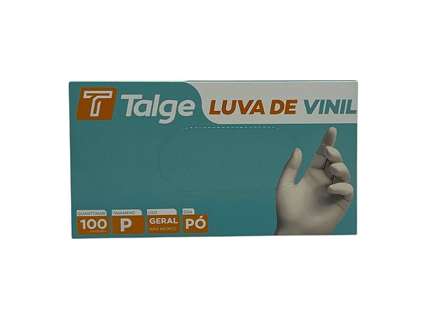 LUVA DE VINIL TALGE TAMANHO ( P ) S/ PÓ CAIXA C/ 100 UNID-