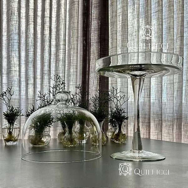 PORTA BOLO DE VIDRO TRANSPARENTE COM PÉ TAM P