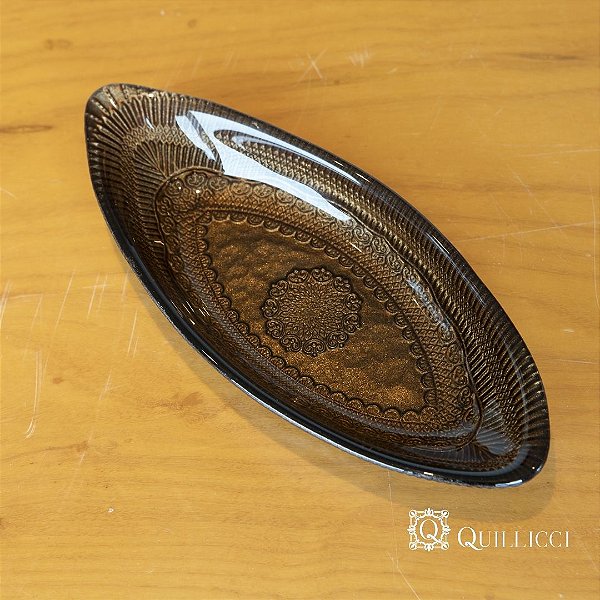 BOWL DE VIDRO OVAL    BRONZE - DEKOR