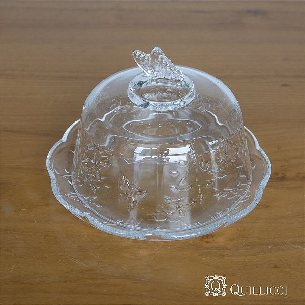 QUEIJEIRA COM TAMPA DE CRISTAL ECOLÓGICO NEW BUTTERFLY