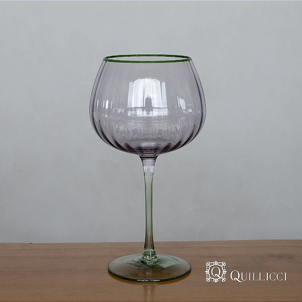 TACA DE VIDRO PURPLE C/ BASE VERDE 540 ML - CAIXA COM 4 UNIDADES