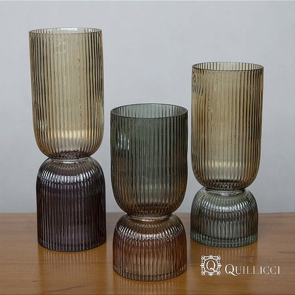 VASO DE VIDRO CANELADO  TAM G