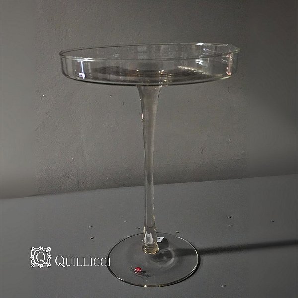 PRATO  DE VIDRO TRANSPARENTE COM PÉ TAM P