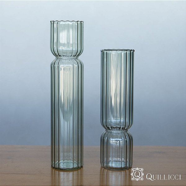 VASO DE VIDRO CANELADO