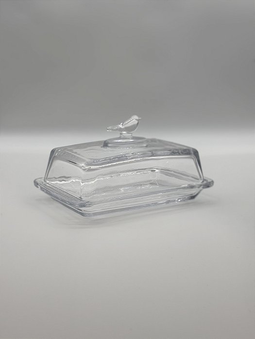 Manteigueira Retangular Bird com Tampa 18x10x9cm | Cristal Ecológico