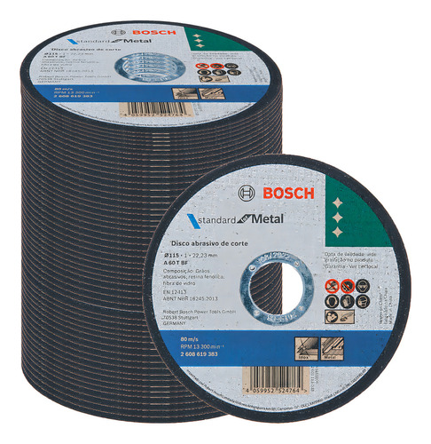 Disco De Corte 100 Peças Metalinox Std 115x10mm Esmerilhadeira Bosch