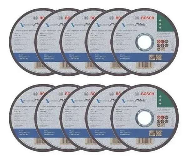 Kit 10 Discos De Corte Para Metal Bosch 7''x 1/16''x 7/8