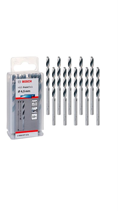 Broca HSS PointTeQ 4.5mm 10pçs para metal Bosch