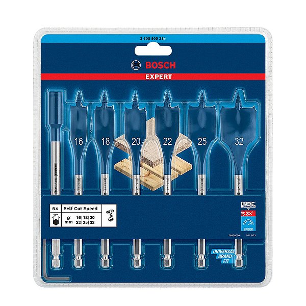 Jogo de Brocas Chatas EXPERT SelfCut Speed 7pçs (HEX) 1/4"