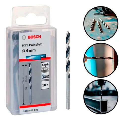 Broca Hss Pointteq 4.0mm 10pcs bosch - 2608577208