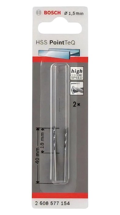 Broca para Metal Hss Pointteq 1.5mm 2pçs BOSCH 2608577154