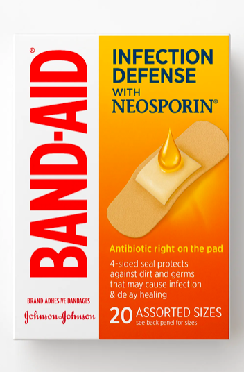 Band-Aid Infection Defense com Neosporin – 20 Unidades (Tamanhos Sortidos)