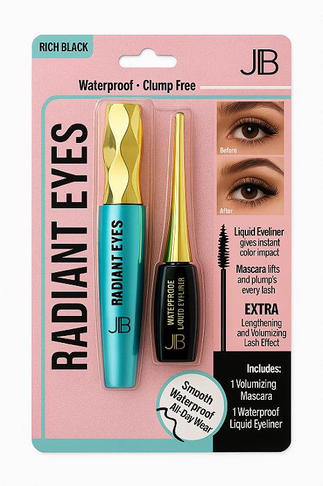 JLB Radiant Eyes Kit Máscara e Delineador – Rich Black