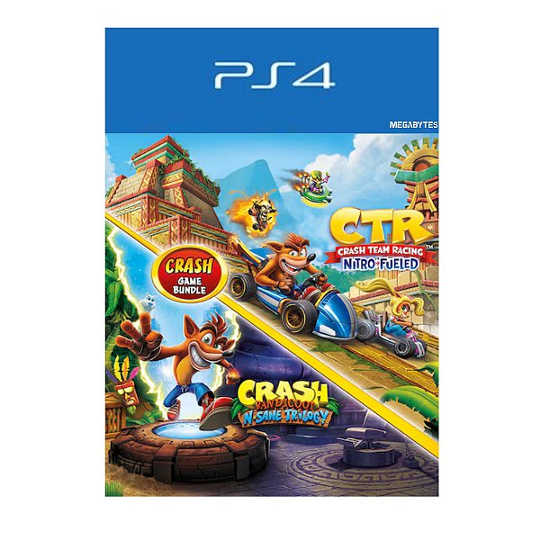 Pacote Crash Bandicoot Trilogy + CTR Nitro-Fueled PS4 Mídia Digital