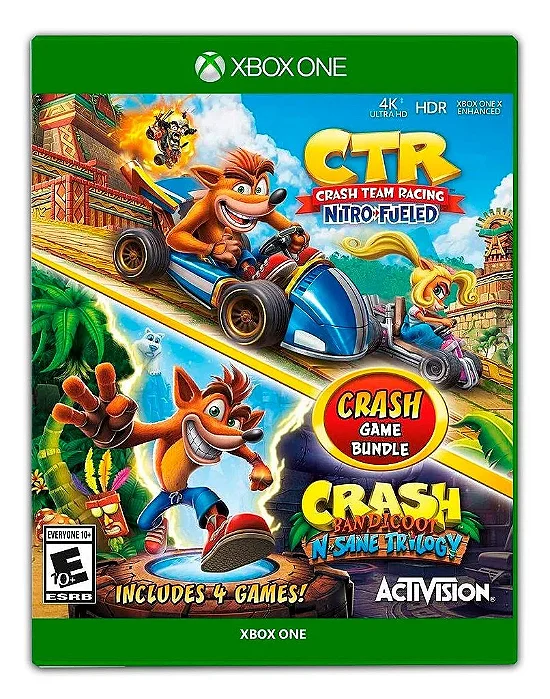 Pacote Crash Bandicoot N. Sane Trilogy + CTR Nitro-Fueled Xbox One Mídia Digital