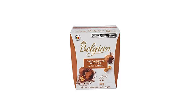 Trufa sabor caramelo salgado coberta com cacau em pó The Belgian
