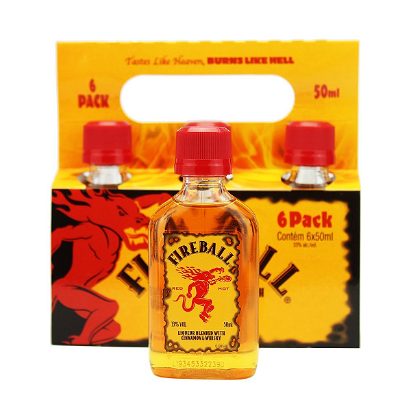 Fireball Whisky e Canela 6 Pack - 50ml cada