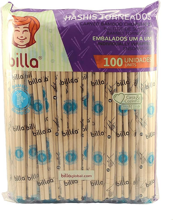 Hashis Torneados de Bambu Billa - 100 unidades