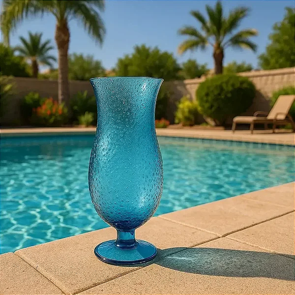 Taça Drink Acrílico Detalhes Bolhas Azul Unidade - 651ml