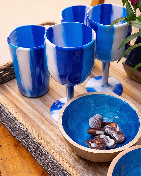 Taça Acrílica/Melamina Tie Dye Azul Área Externa- 250ml