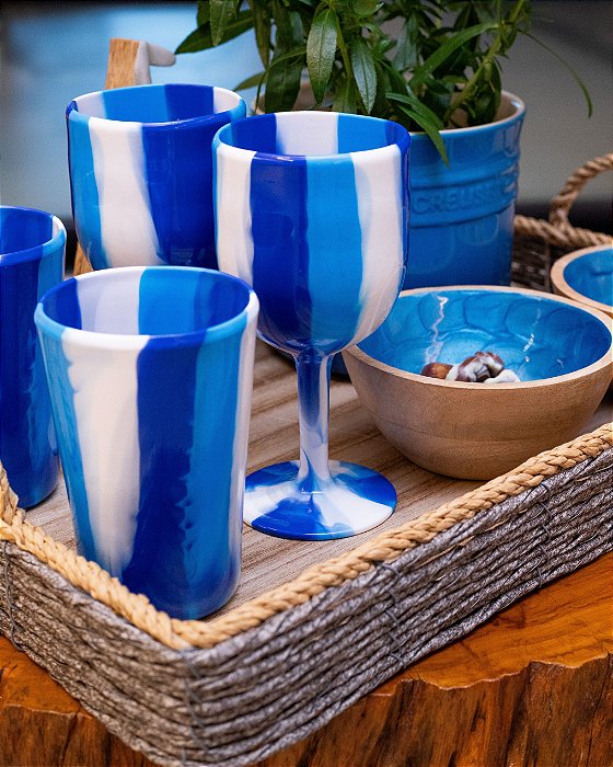 Copo Acrílico/Melamina Tie Dye Azul Área Externa - 500ml