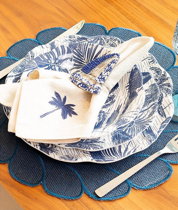 Prato Raso Melamina/Acrílico Coqueiro Azul Área Externa - 23cm