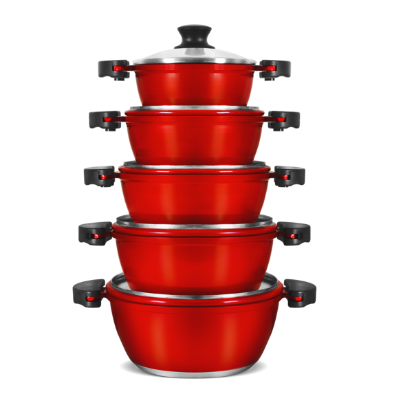 CONJUNTO DE PANELA ALUMINIO FUNDIDO GULÊ LINHA RETRÔ 5 PEÇAS