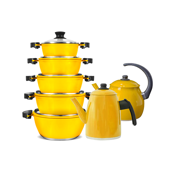 CONJUNTO ALUMINIO FUNDIDO GULÊ 7 PEÇAS AMARELO