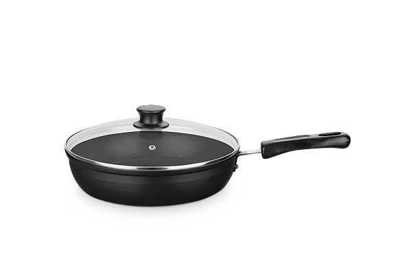 FRIGIDEIRA ANTIADERENTE PRETA COM TAMPA GULÊ