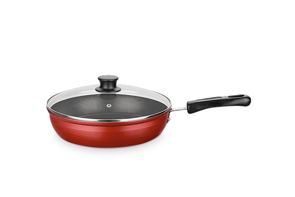 FRIGIDEIRA ANTIADERENTE VERMELHA COM TAMPA GULÊ