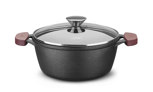 CAÇAROLA DE FERRO FUNDIDO TAMPA DE VIDRO TEMPERADO MTA 20 CM 8340