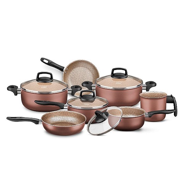 CONJUNTO DE PANELA LINHA FLORENCE SUPRA MTA CHOCOLATE 7 PEÇAS